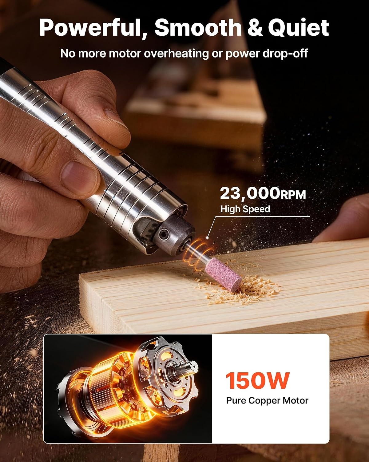 Flex Shaft Grinder, 150W 23000RPM Electric Flex Shaft Rotary Tool, Foot-Pedal Co