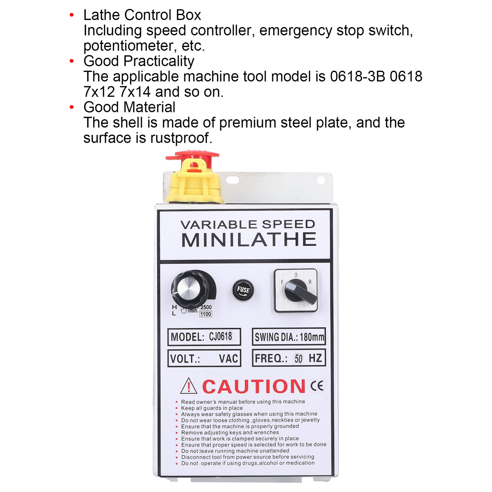 Lathe Control Box Efficient Speed Controller For Working With Lathe Tool AC 220V