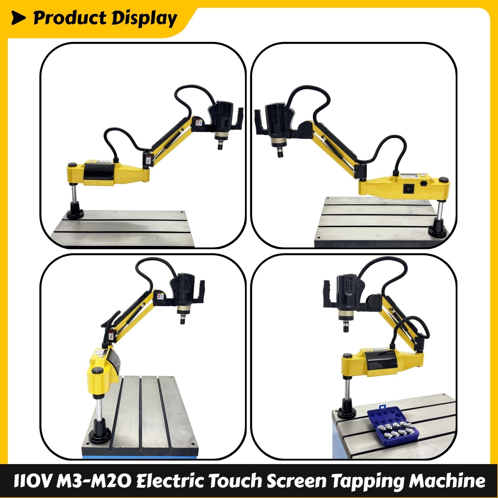 110V 1200W M3-M20 Universal 360˚ Electric Touch Screen Tapping Machine 1-500rpm