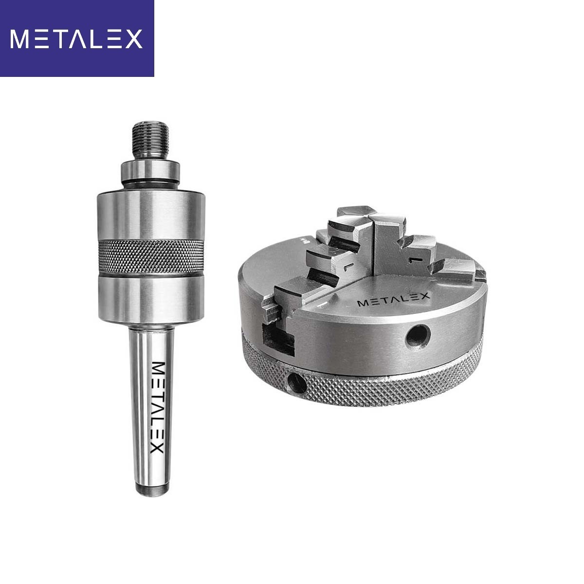 65mm 3 Jaw 2.5″ Self Centering Lathe Chuck MT2 Live Revolving Tailstock Adapter