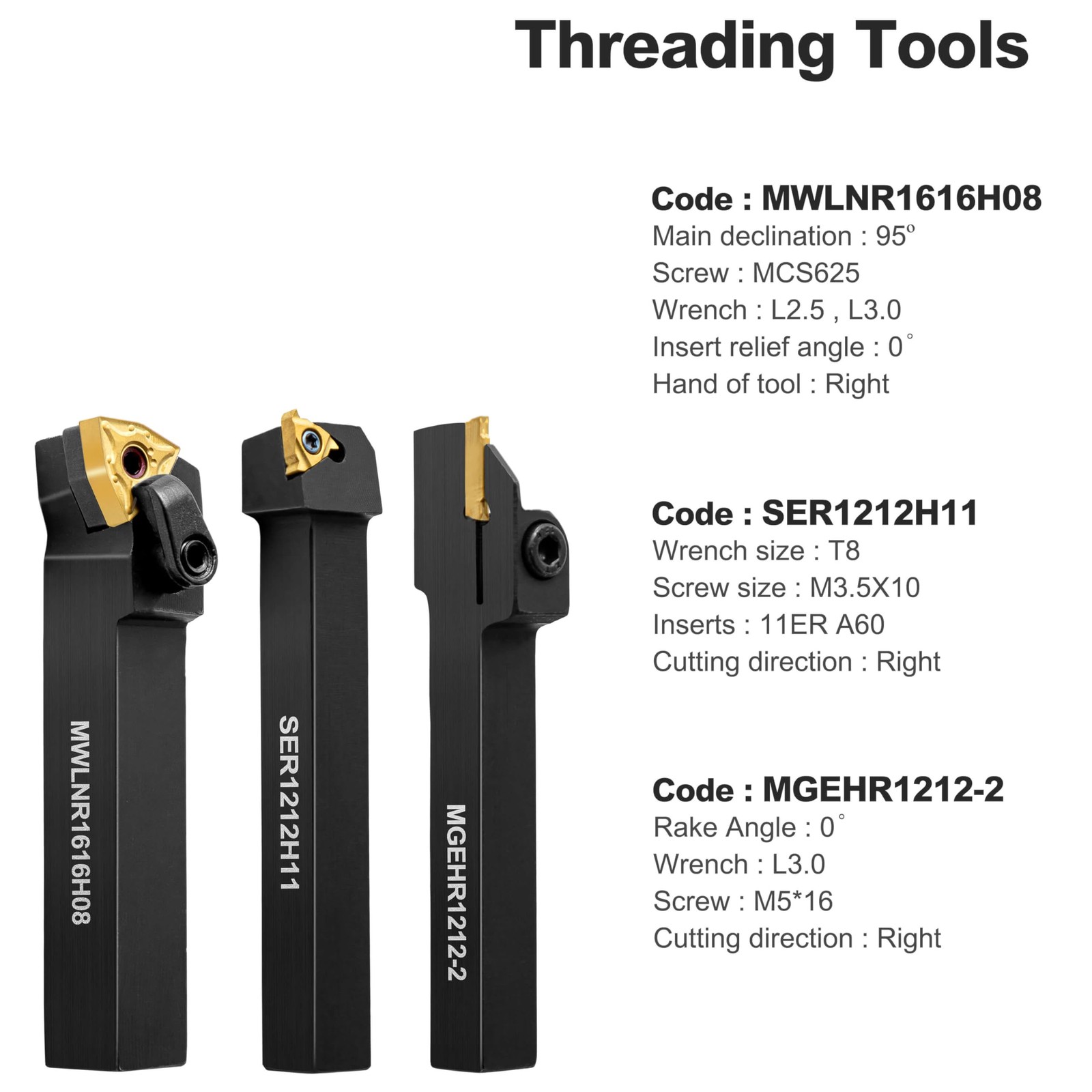 Metal Lathe Cutting Tools – 7PCS 1/2 Indexable Lathe Turning Tool with 7pcs I
