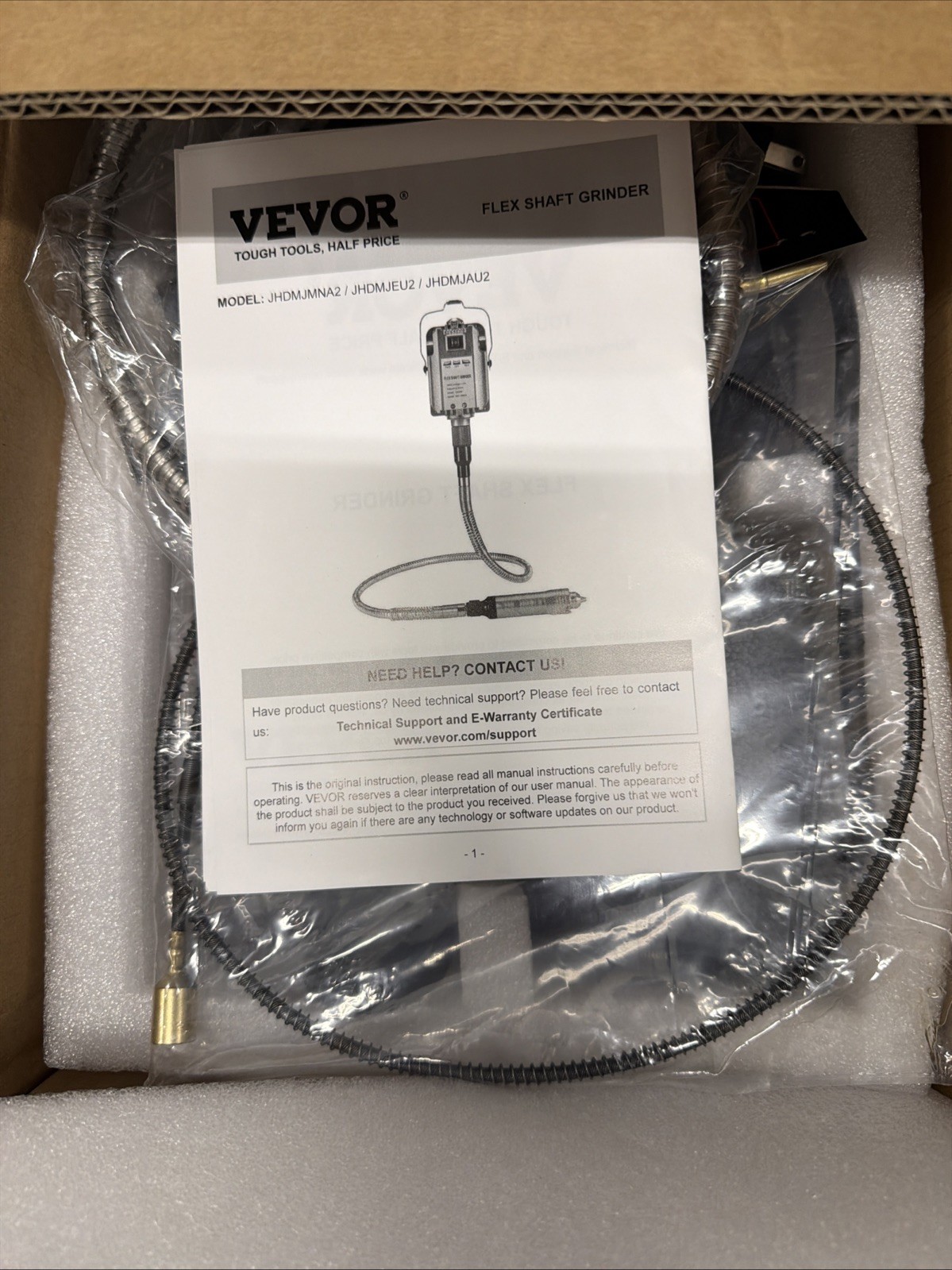VEVOR Flex Shaft Grinder, 1200W 30,000RPM Electric Flex Shaft Rotary Tool