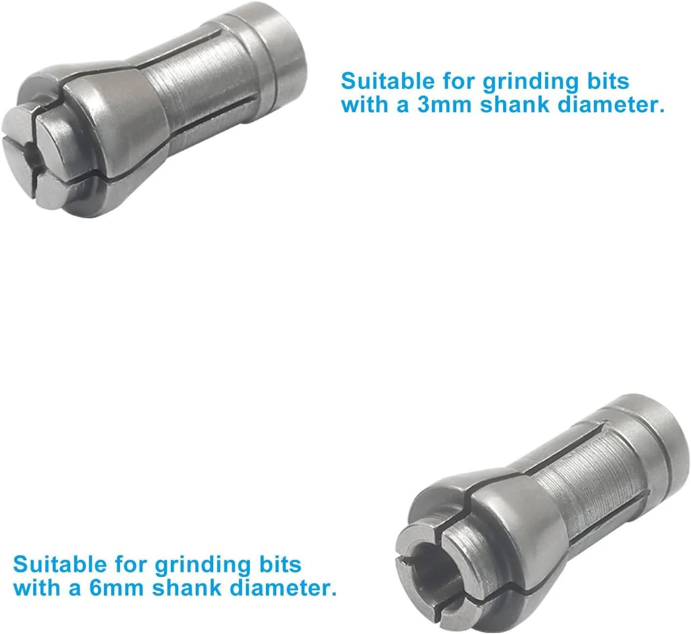 4 Pcs Die Grinder Collet Adapter Set for 1/4″ & 1/8″ Arbors – 3mm & 6mm Chucks