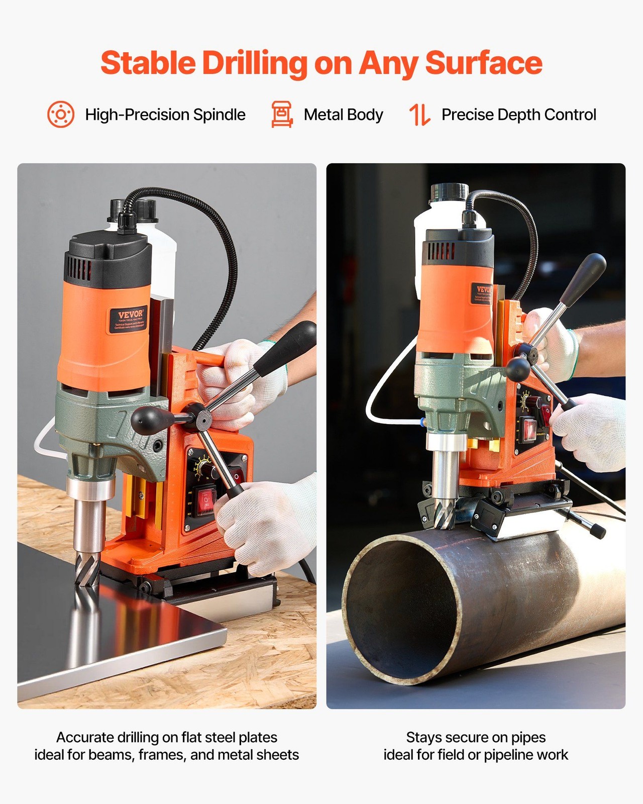 Magnetic Drill Press 1400W, 2″ Bore, 0-750 RPM, Reversible