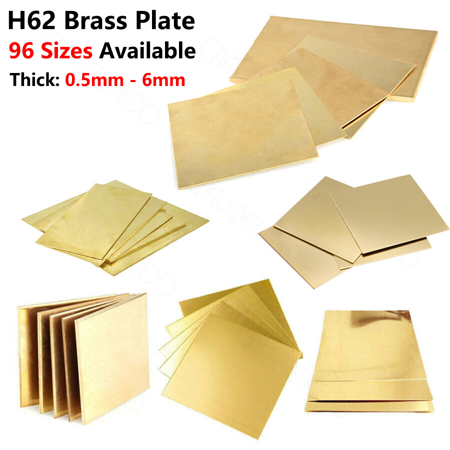 H62 Brass Plate Sheet Thick 0.5-6mm Brass Sheet Craft Metalworking DIY 96 Sizes