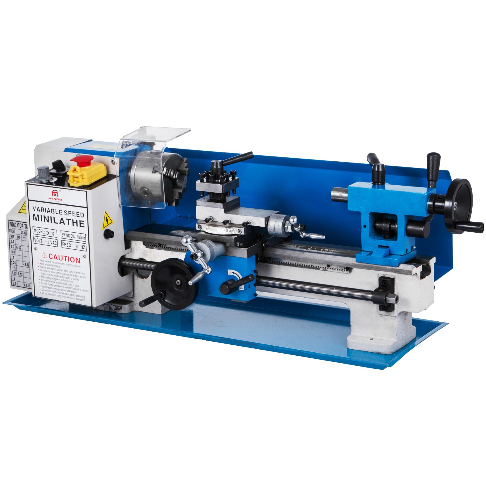 VEVOR Bench Top Mini Metal Milling Lathe 7×12 Variable Speed 0-2250 RPM w/ Lamp