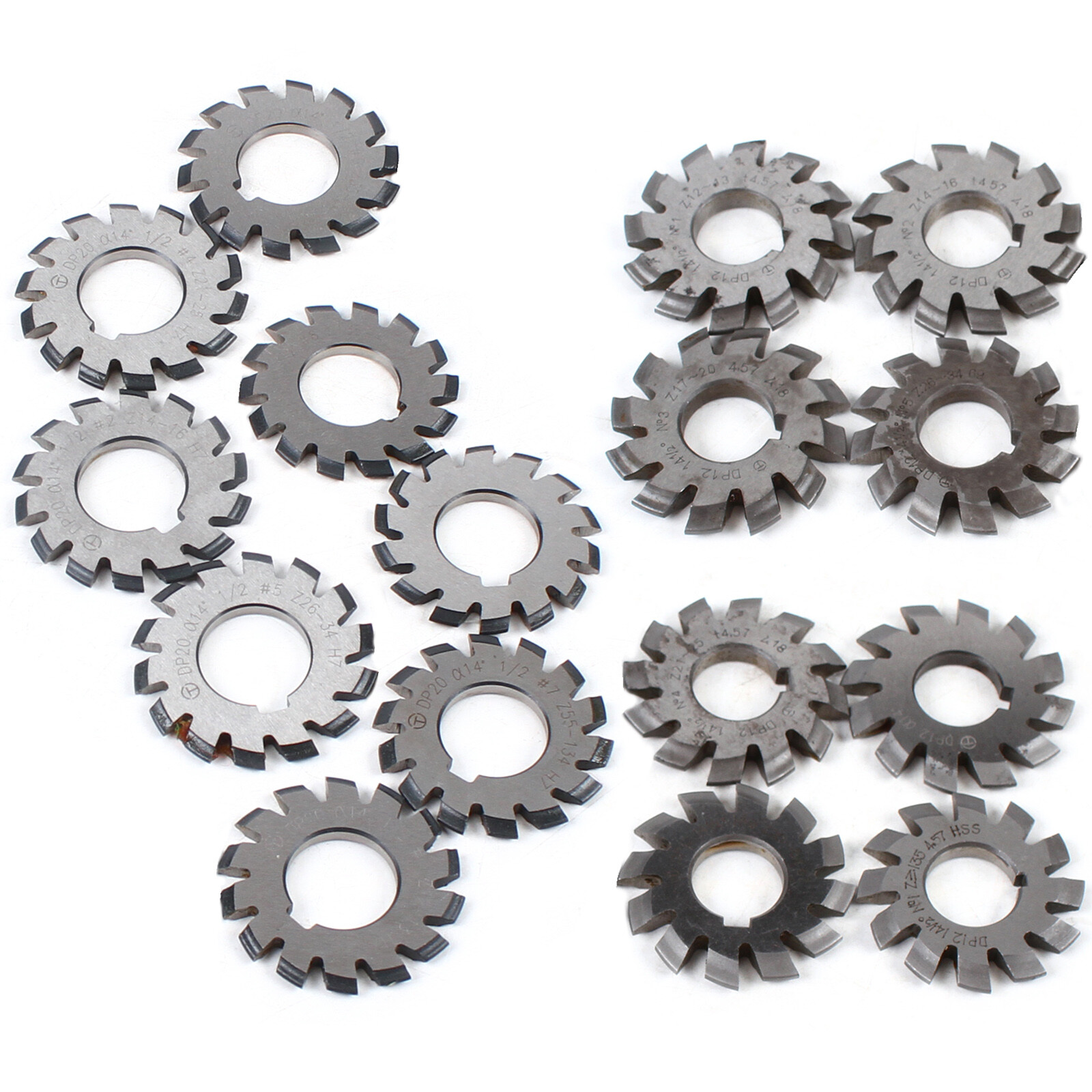 8Pcs Involute Gear Cutter DP20 DP12 PA14-1/2 HSS 8H Set 14.5° Tool Dia 55mm