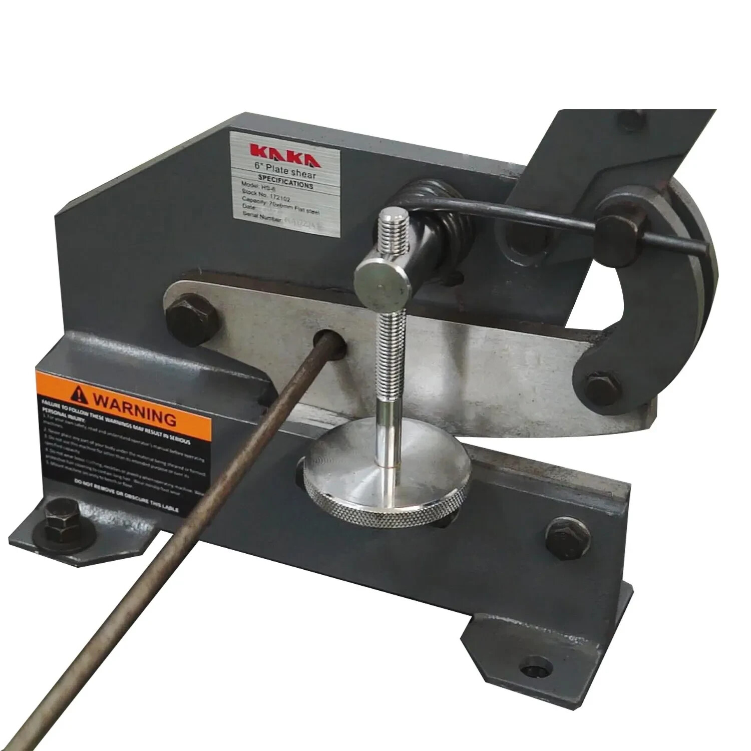 KAKA Industrial HS-6, 6-Inch Hand Plate Shear with Long Steel Handle