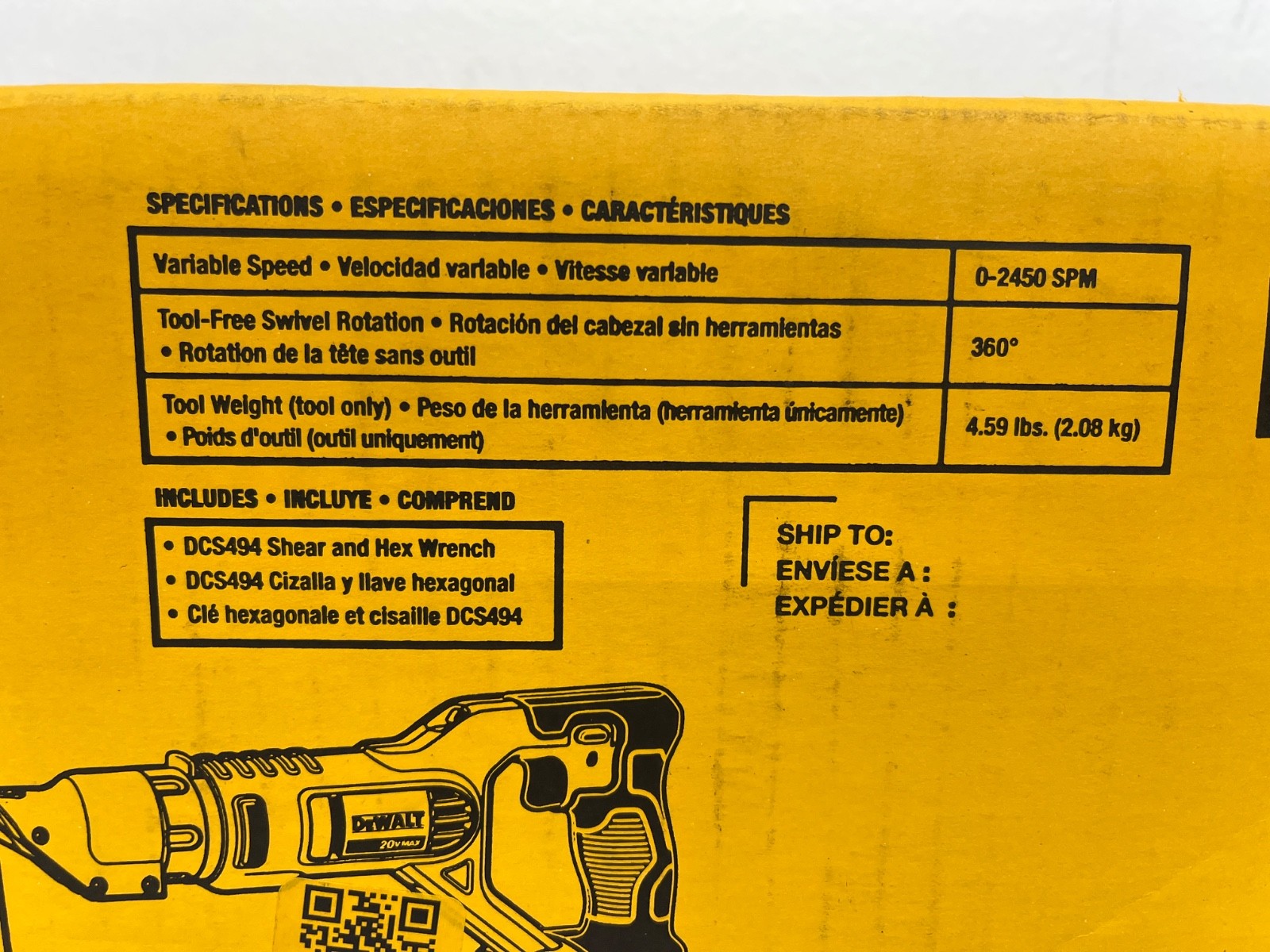 DeWalt DCS494B 20V MAX 14 Ga Swivel Head Double Cut Metal Shears Tool Only