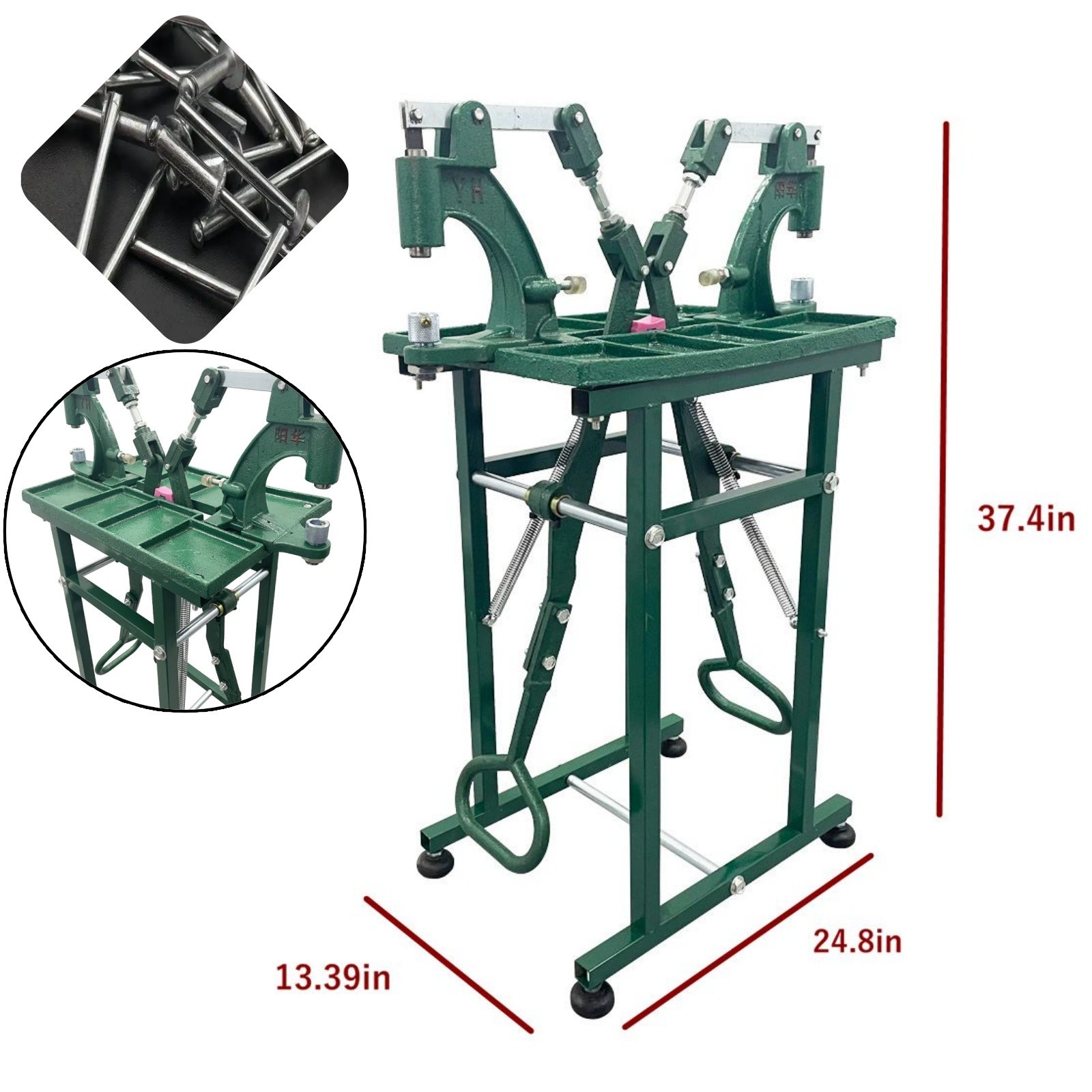Manual Rivet Machine Green Two Foot Pedal Duty Rivet Machine Buttonhole Machine