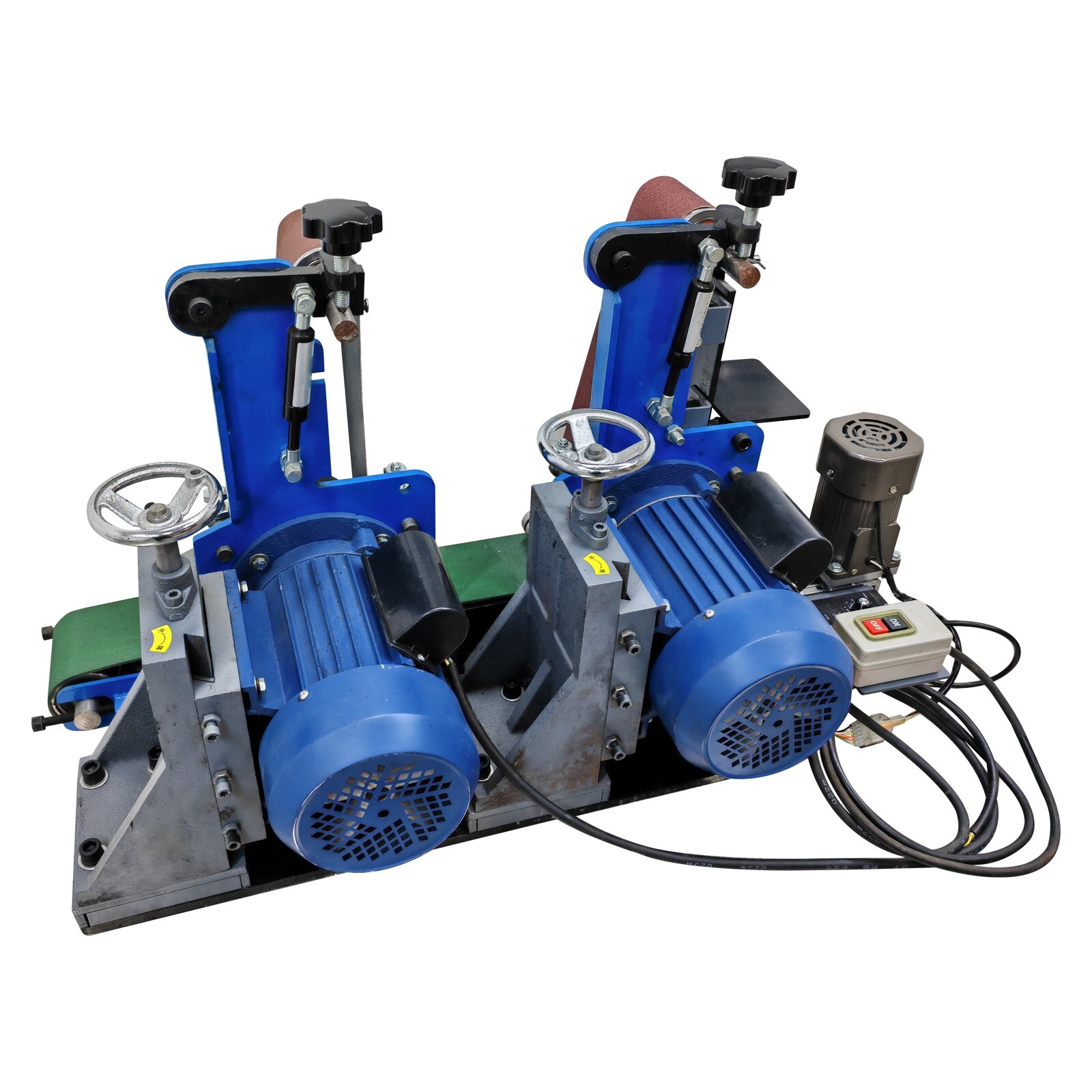 Two stations Surface Belt Sander Polishing Rust Drawing Deburring Machine 220V