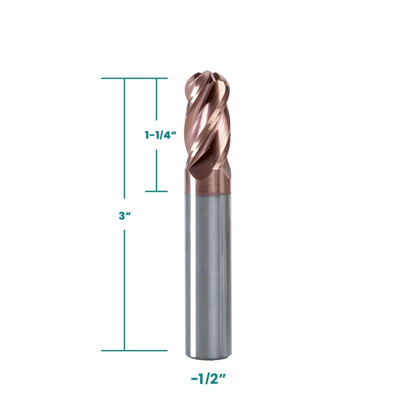 NZ 4 Flute 1/8″ Ball Nose End Mill with TiSiN Coating, Milling Cutter HRC55 f…