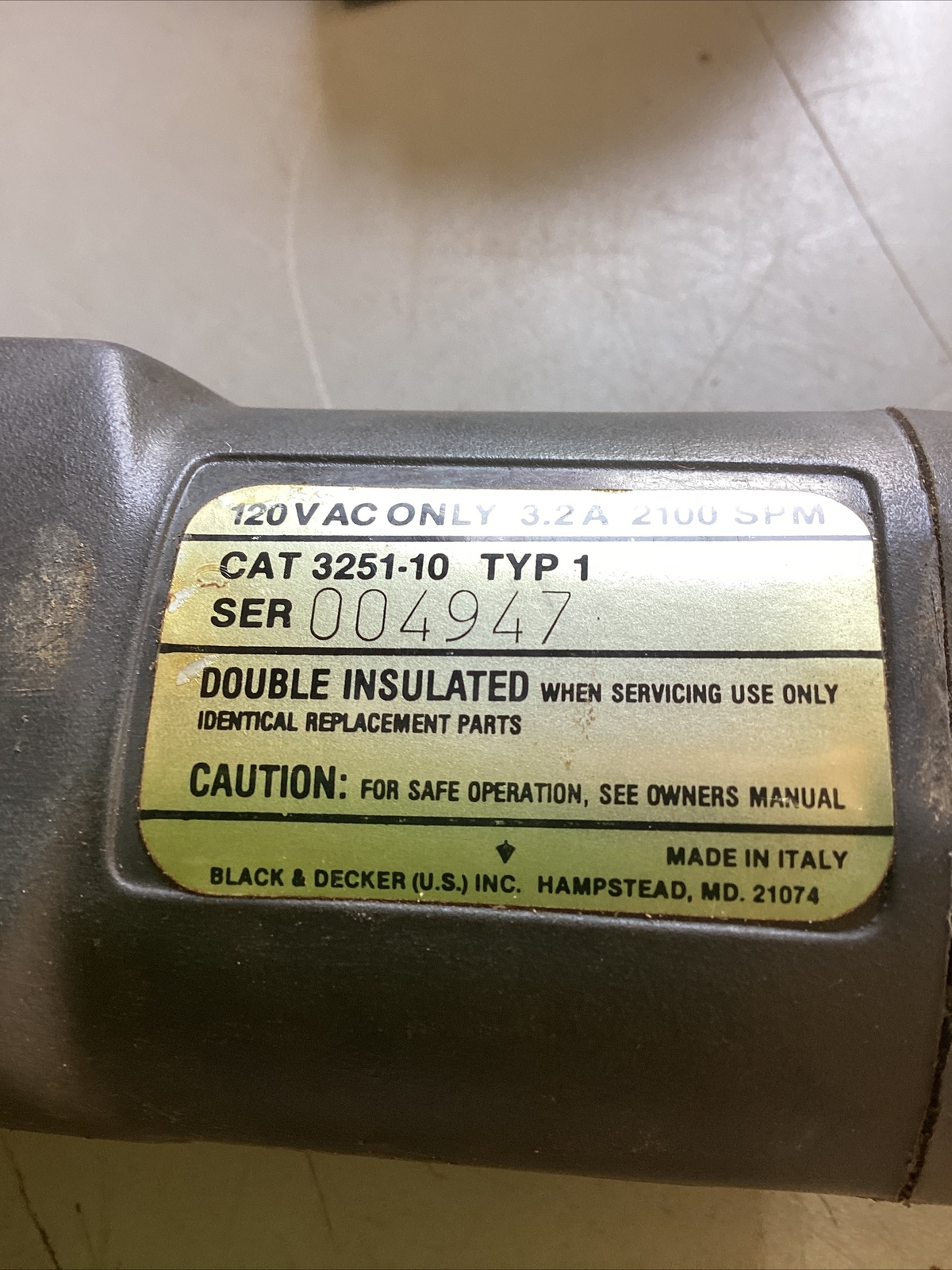 Black & Decker 3251-10, 16 Gauge Metal Industrial Nibbler 115v 3.0A Heavy Duty