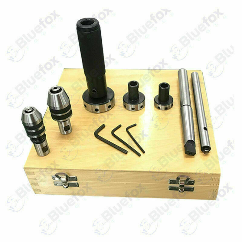 Lathe Tailstock Tap & Die Holder Kit MT1 Shank Threading Tapping Set Wooden Box