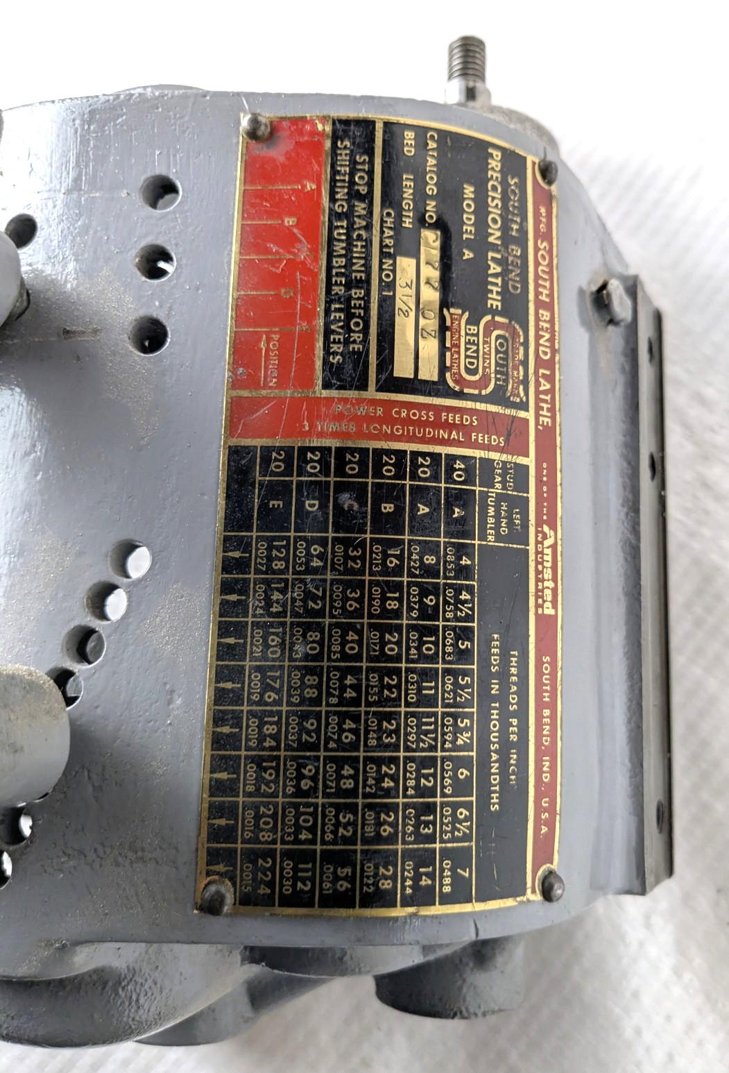South Bend 9″ Inch Lathe Quick Change Gear Box Model A