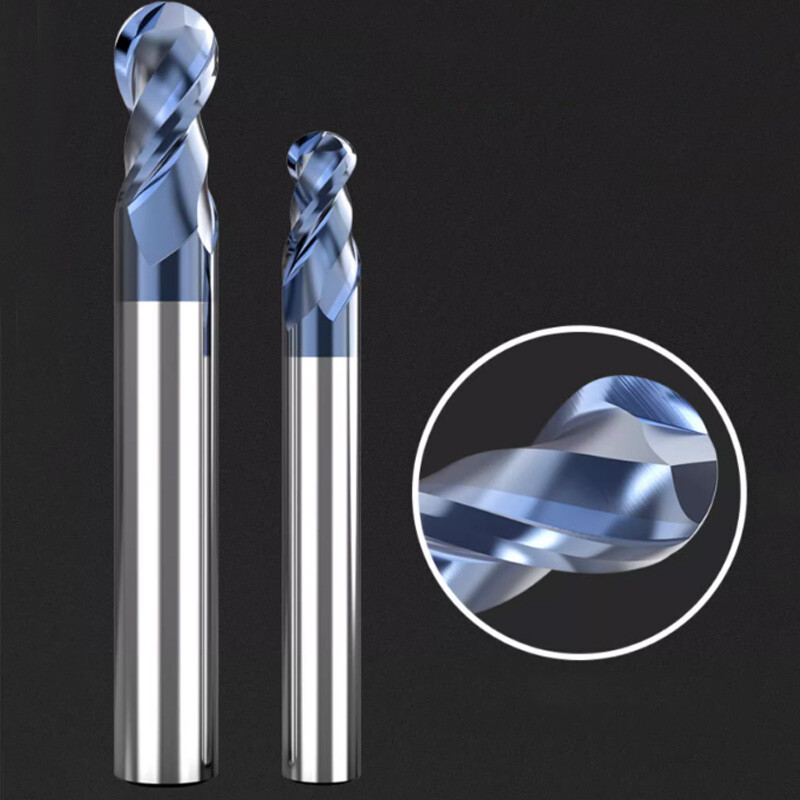 2 Flute Ball Nose End Mill Solid Carbide Milling Cutter Bit TiSiN Coating CNC