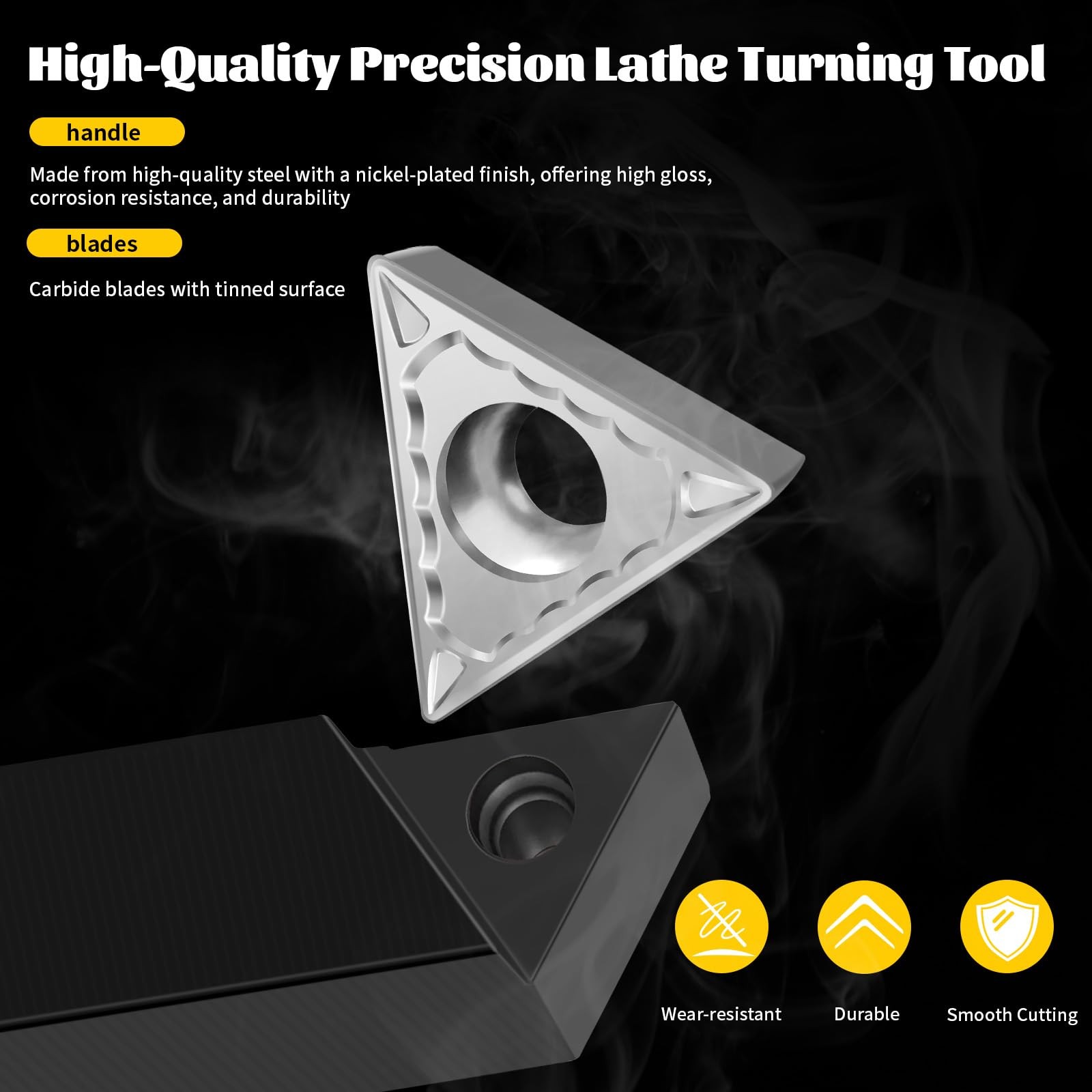 Metal Lathe Cutting Tools,5 Sets of 3/8 Carbide Metal Cutting Tool Bits Kit,Inde