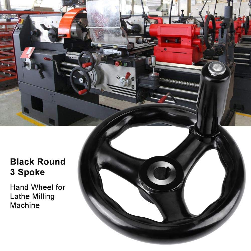 3 Spoke Hand Wheel 125mm/4.92inch Diameter Black Round Wheel Thread Hole 12mm…