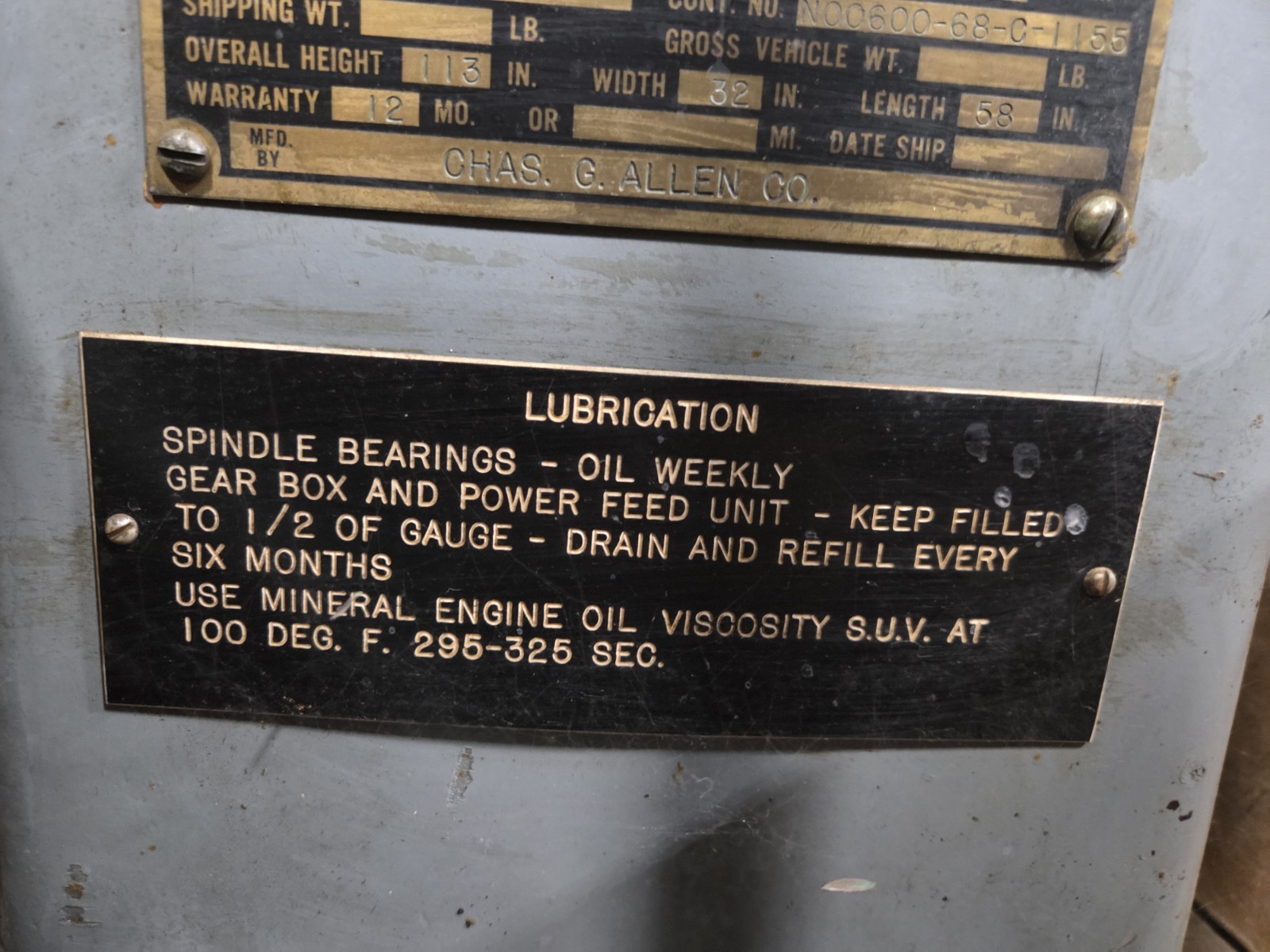 1968 VCDW Allen Upright Drilling Machine