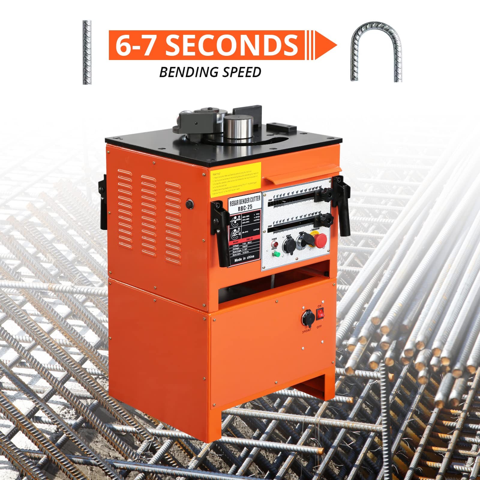 1600W Electric Rebar Bender Cutter 0-180° Bend Max 1 Inch 25mm Rebar Machine NEW
