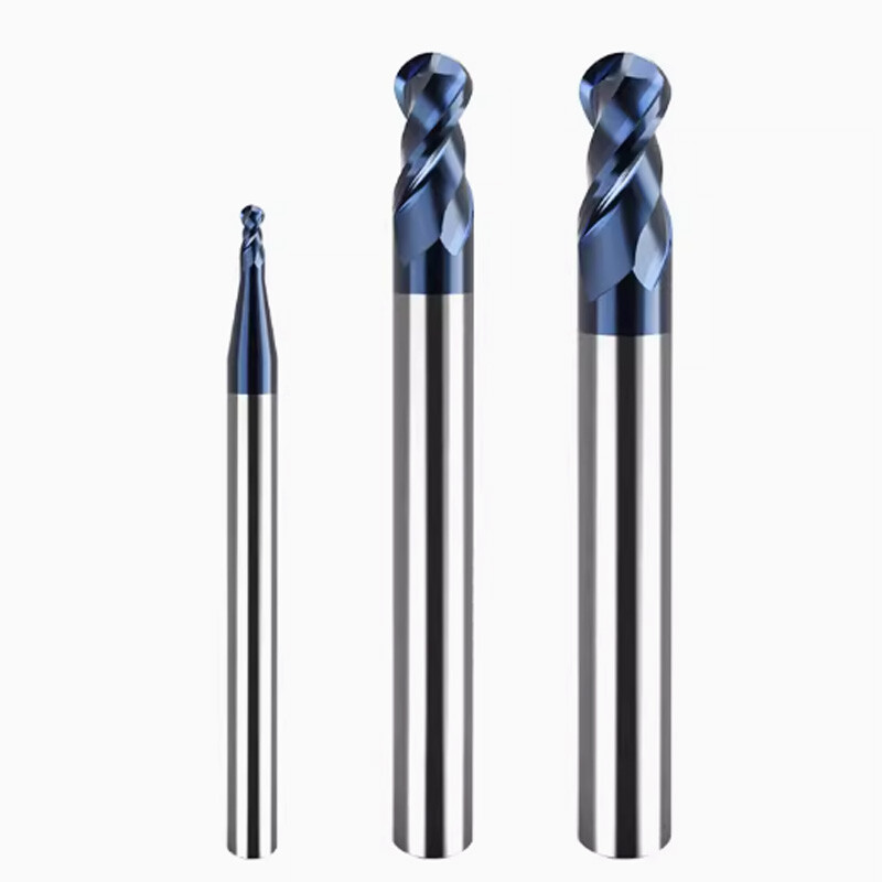 HRC45° 2 Flute Ball Nose End Mill Solid Carbide Milling Cutter Bit TiSiN Coating