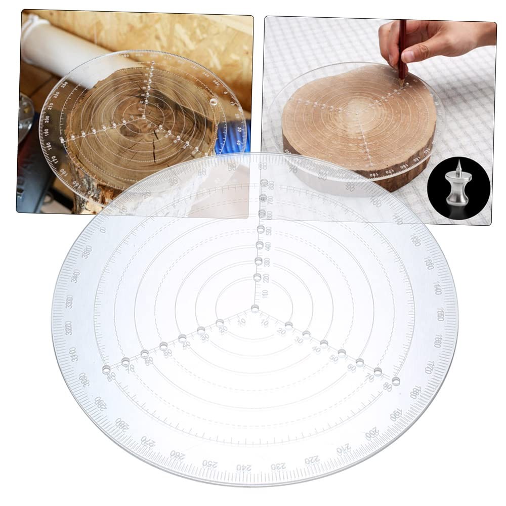 Round Center Finder Compass 200mm/7.9 Inch Clear Acrylic Lathe Centering Tool