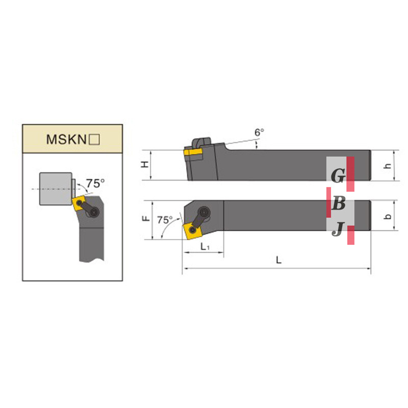 75° MSKNR MSKNL 1616 2020 2525 K12 M12 External turning tool For SNMG (clamp)