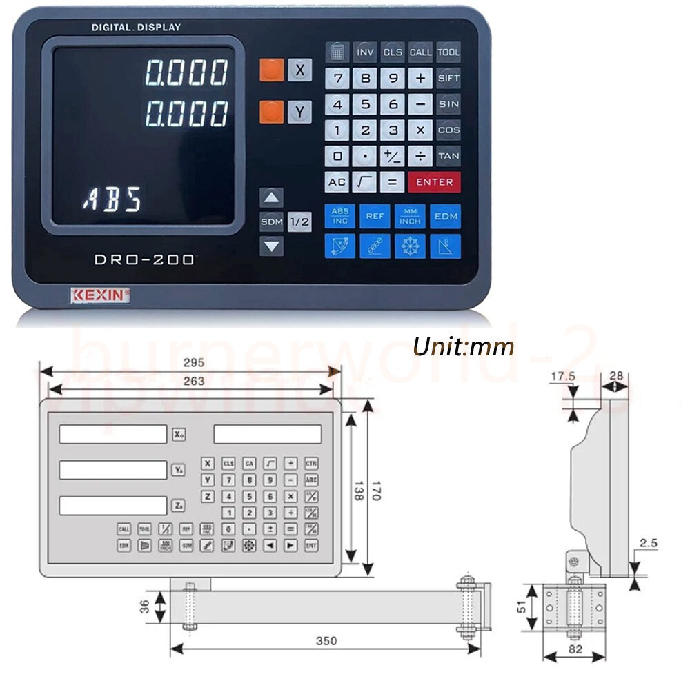 2 Axis 12″ & 36″ Digital Display TTL Linear Scale Glass Scale DRO Display Lathe