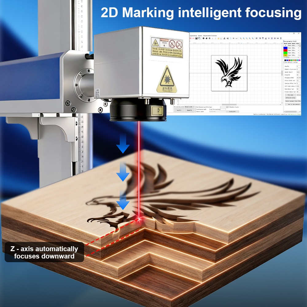 Scotle 2.5D 60W JPT Mopa Fiber Laser Marking Machine Metal Deep/Relief Engraving