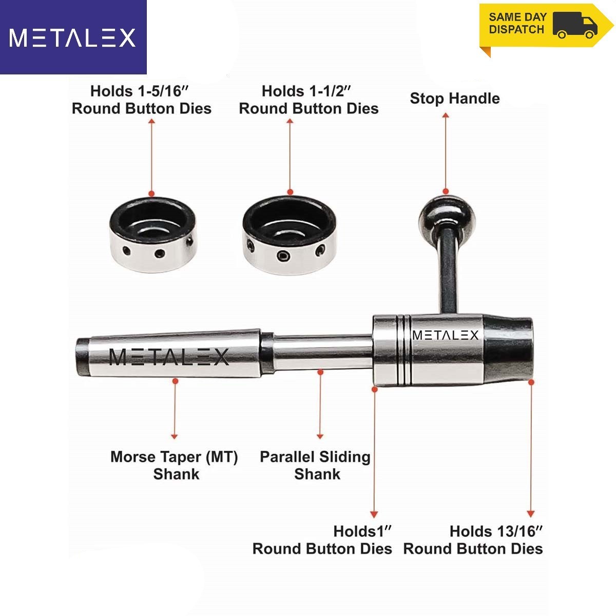 MT3 Shank Lathe Tailstock Die Holder Set With Stop Handle Holds Imperial Dies
