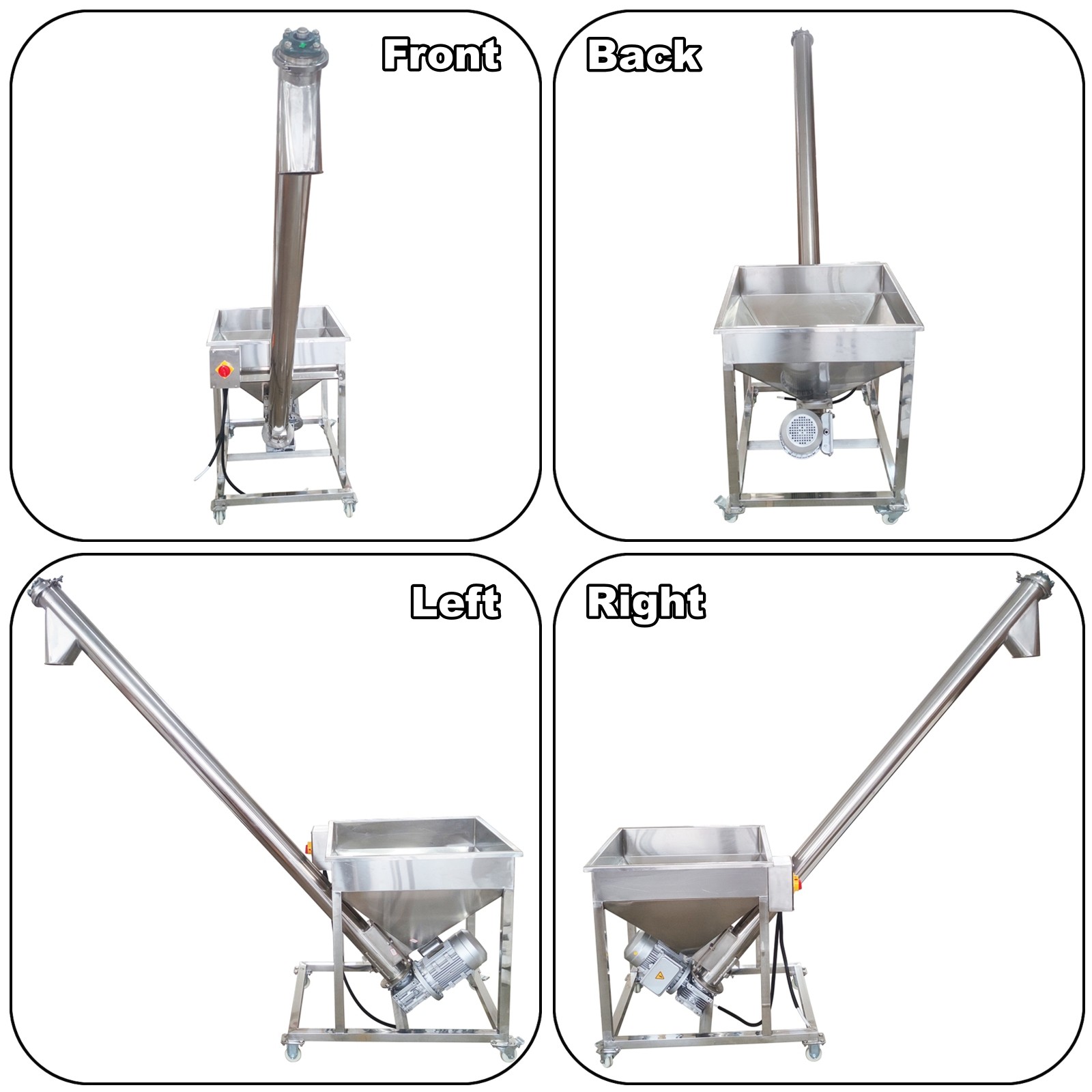 Electric Screw Conveyor Feeder Auger Hopper 1.7m Height 220V 1.1KW Single-phase