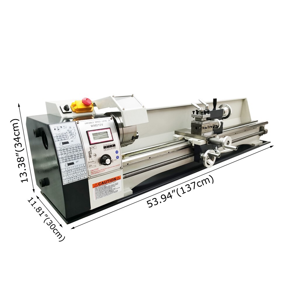 53.94*11.81″ Precision Long Metal Lathe WM210V Brushless Bench Lathe 110V 1100W