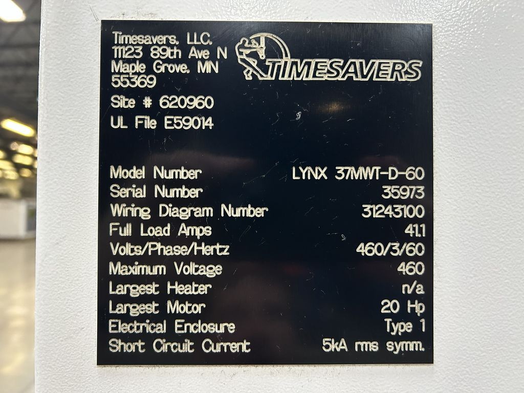 Timesavers LYNX 37MWT-D-60 37″ Wet Wide Belt Finishing / Deburring Machine (2…