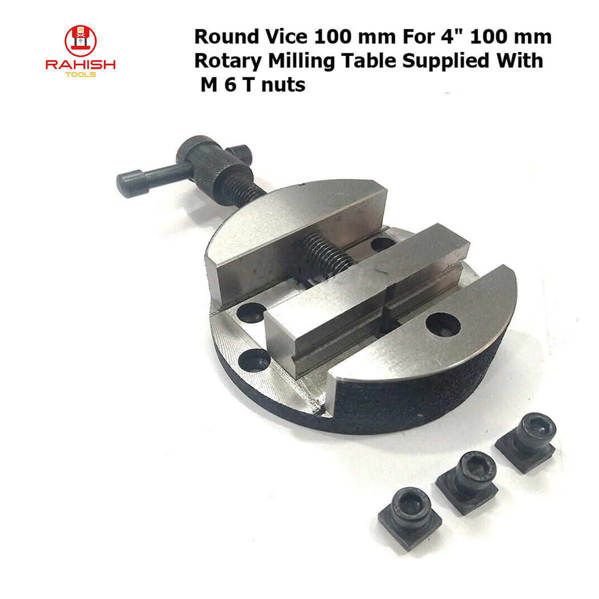 New Round Vice 100mm For 4″100mm Rotary Milling Table Supplied With M6 Tnuts USA