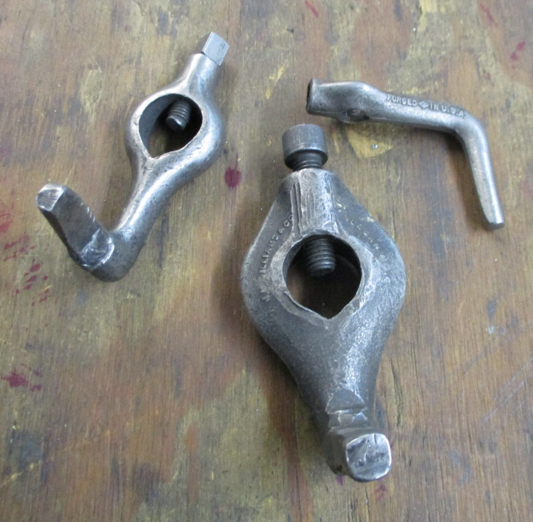 3 Vintage Bent Tail Lathe Dogs USA Made