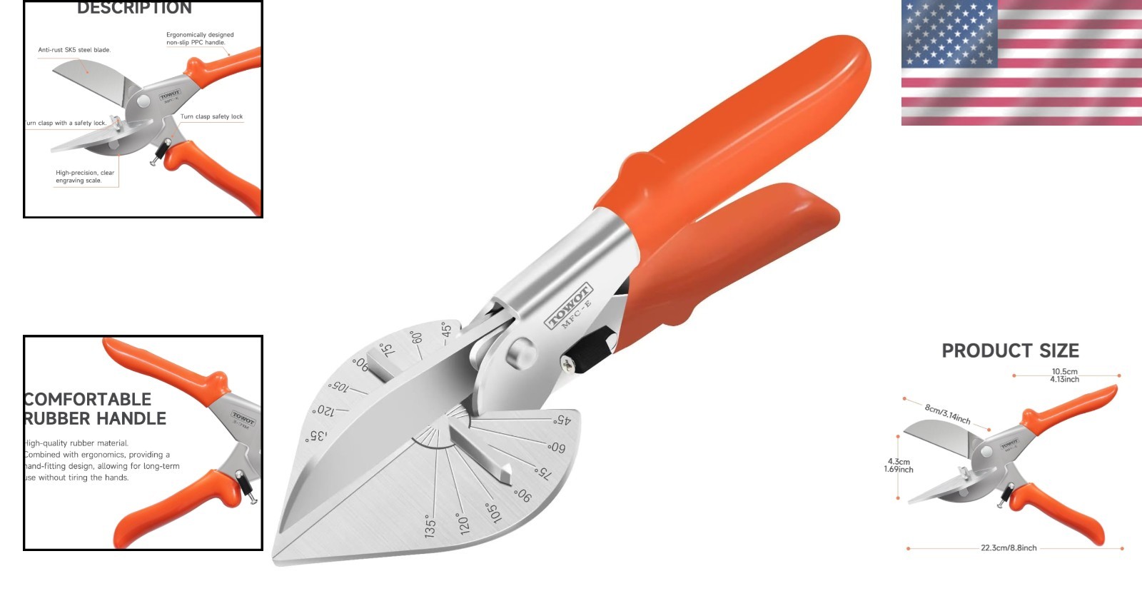 Multi-Angle Miter Shear Cutter – Perfect for Plastic and PVC with Safety Lock