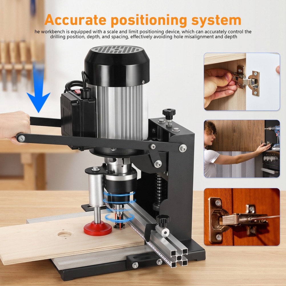 Manual Hinge Drilling Machine Woodworking Boring 1100w 2840RPM Boring Depth40mm