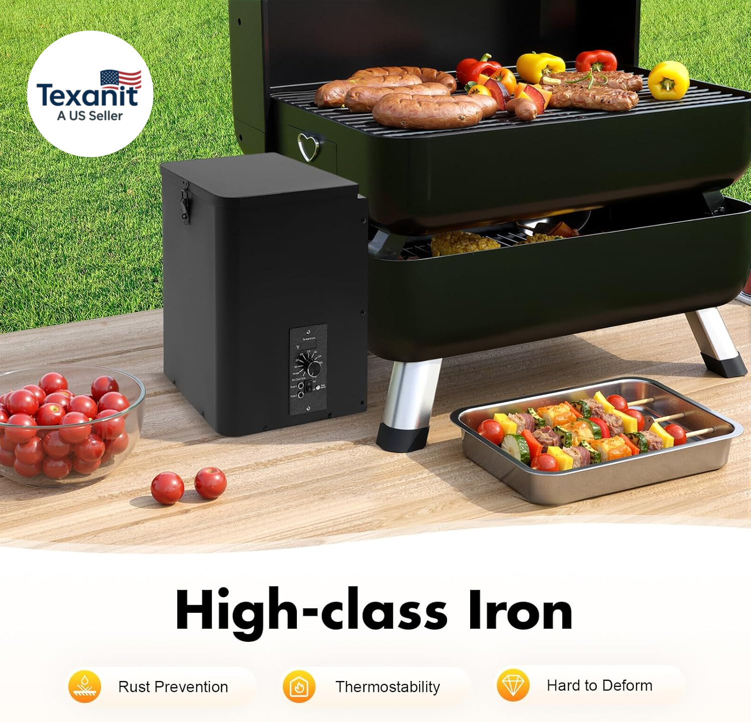 120V Pellet Smoker Hopper Assembly Kit with Digital Temperature Controller, Elec