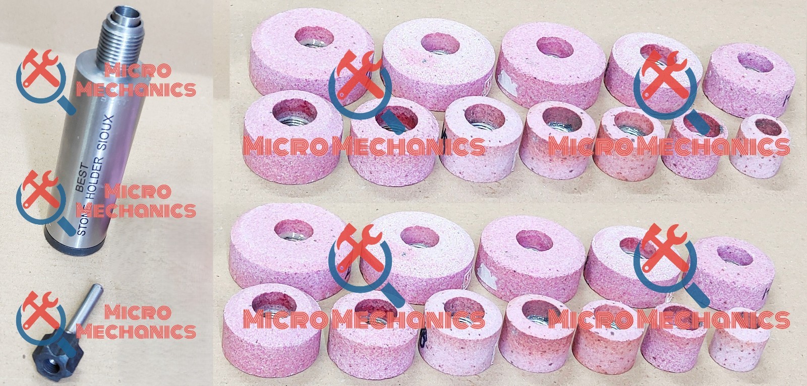 Sioux Valve Seat Pink Grinding Wheels Set 24 Pcs Stone Holder Star Drive 11/16″