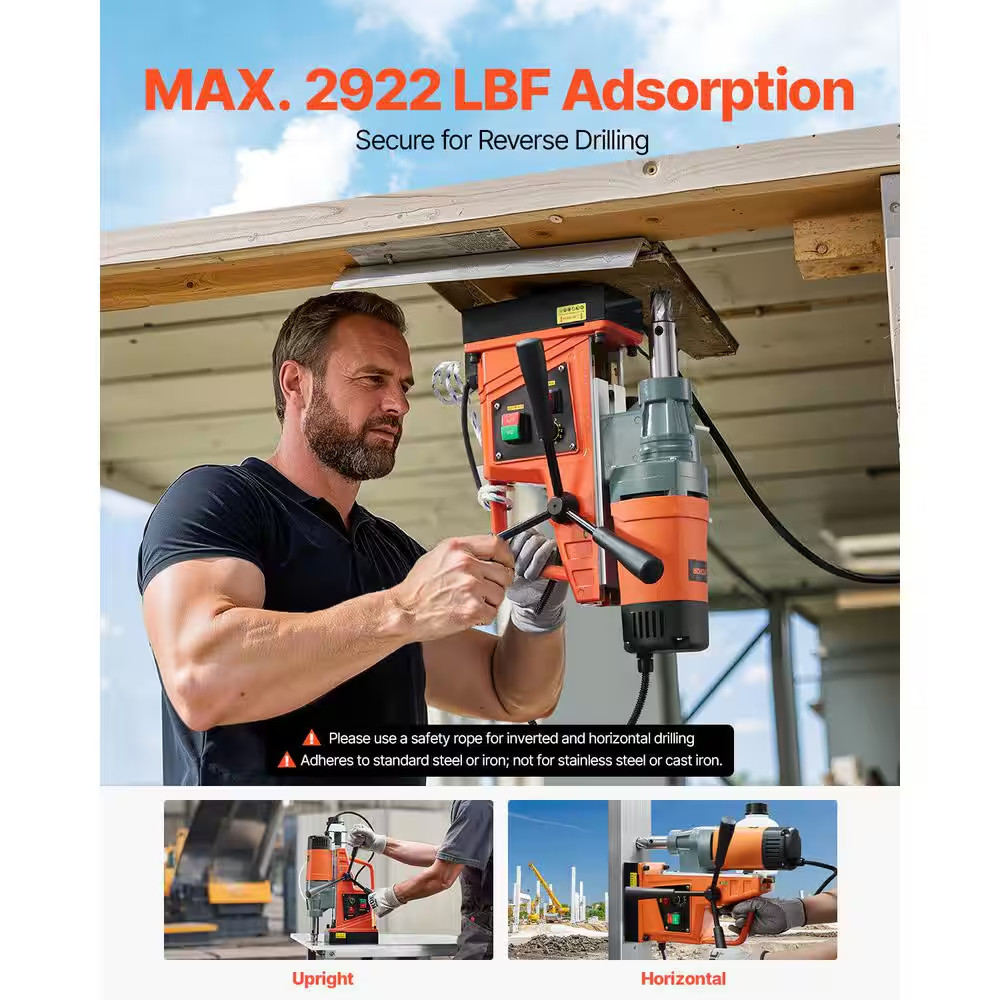 Magnetic Drill, 1550W Motor 2 In. Boring Diameter, 2922 Lbf Portable Electric Ma