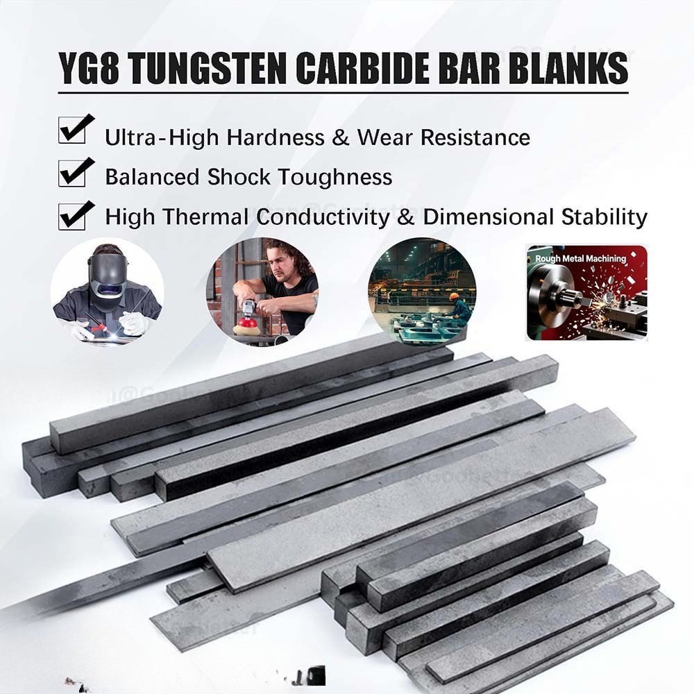 YG8 Solid Carbide Steel Flat Bar Sheet Plate Square Rod Strip 1.5mm-12mm Thick