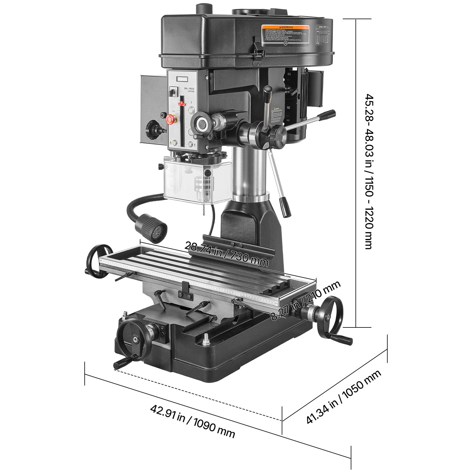 Uimoso 15.875 in Benchtop Mill Drill Machine, 2HP, 150-2560 RPM Milling Press