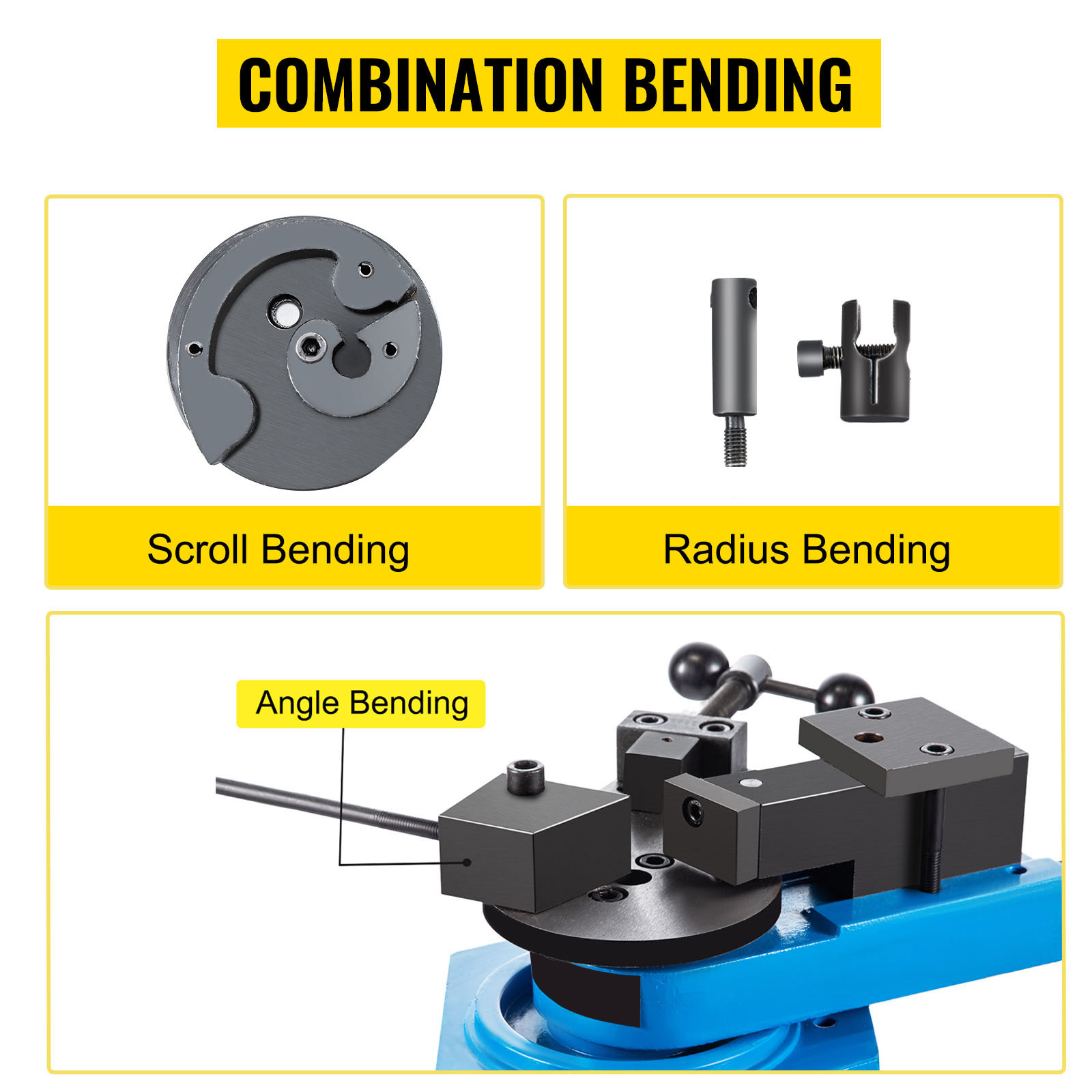 VEVOR SBG-40 Pipe Bender Square Round Bar Radius Scroll Tube Bender Universal