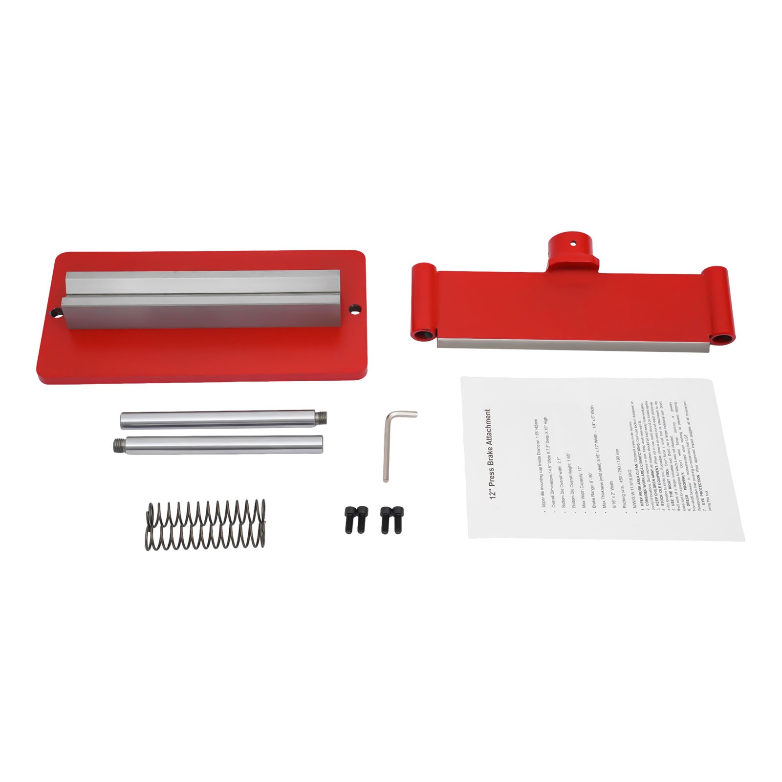 Red 12″ Press Brake Attachment for 12-20 Ton Hydraulic Shop Press Bending
