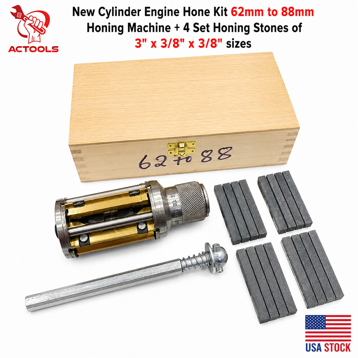 Engine Cylinder Hone Kit 62mm To 88mm Honing Machine includes Honing Stones