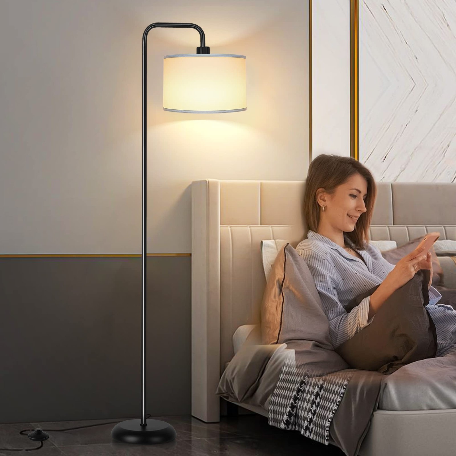 [Upgraded] LED Floor Lamp for Living Room, 3 Color Temperature Floor Lamp with F