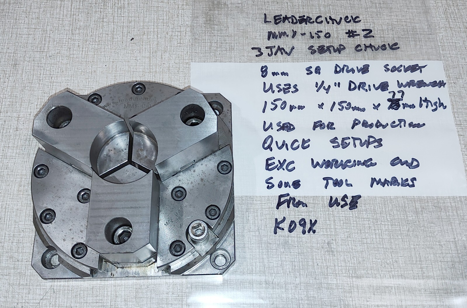 Leaderchuck MMY-150 3 Jaw Setup Chuck #2 w/ 8mm Sq. Drive Socket K09X