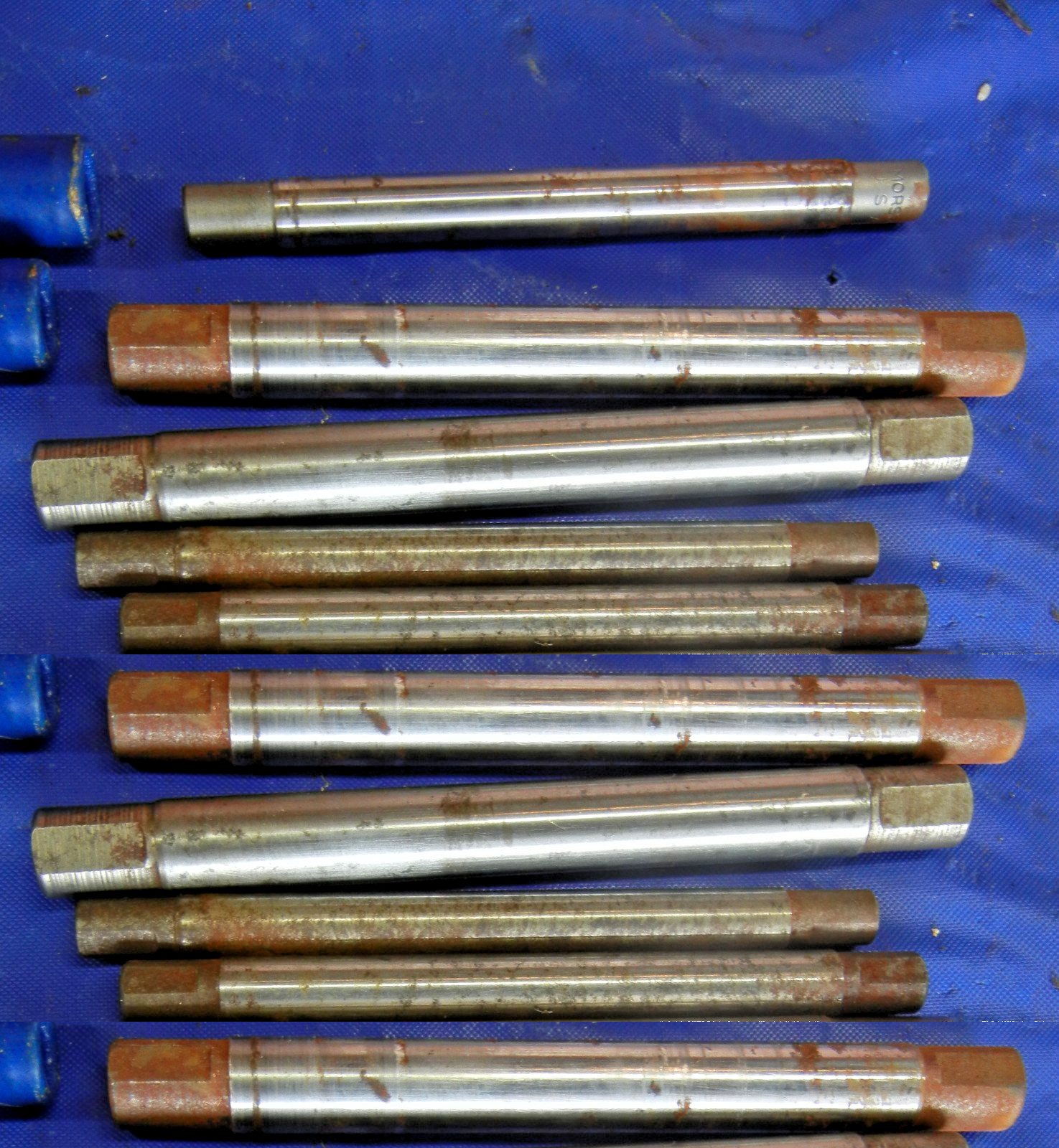 Lot of 9 mandrels for South Bend 9″ lathe Morse Union etc