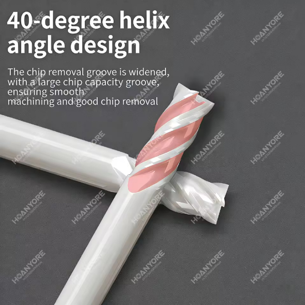 4mm-12mm HRC65 4 Flute Solid Ceramic End Mill Cutter With Zirconia Nano Coating