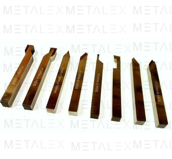 Lathe Form Tools 12 x 12 x 100mm HSS M2 8 Pieces Set TURNING THREADING FINISHING